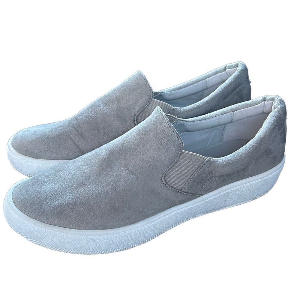 Lulus Dylann Grey Suede Slip-On Flatform Sneakers size 9